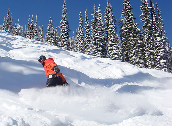 Coming off Diamond Drill at Whitewater ski resort